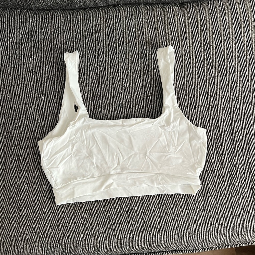 Garage, white crop top, size S.